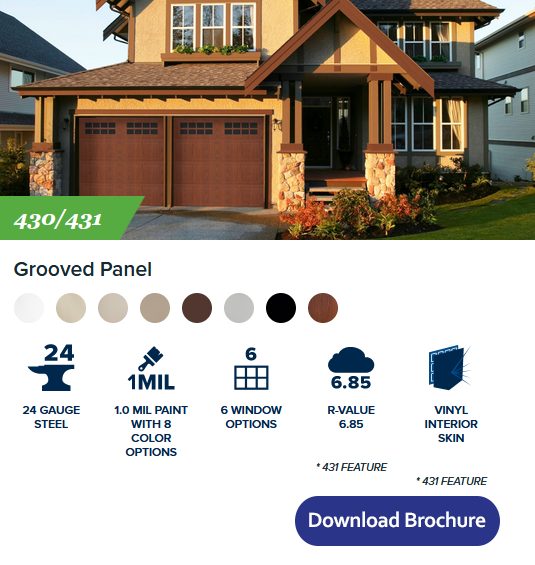 Chi Grooved Panel Model 430/431 Chart Garage Door