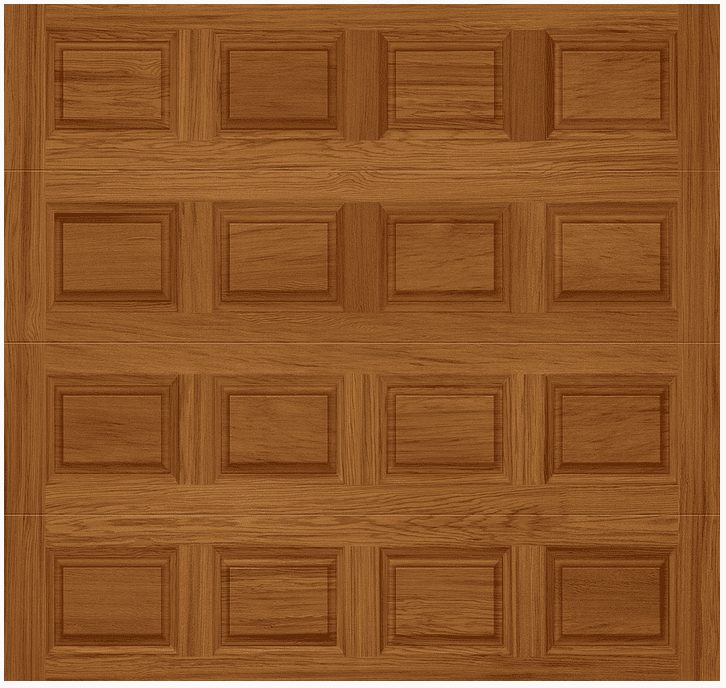 Raised panel garage door model wood tone with short pannel