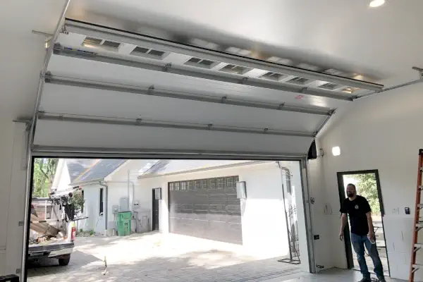 high lift garage door with custom track